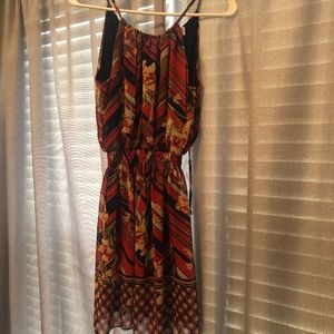Sweet Storm Chevron Print Dress With Flowers